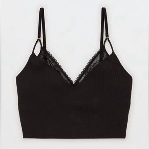 Black Aerie ribbed lace tank with bra top